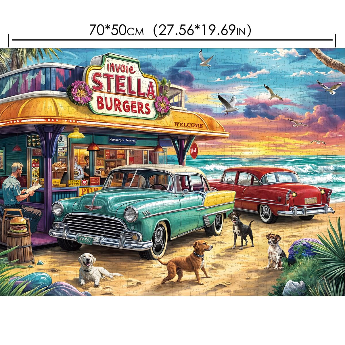 Chalzidar Puzzles for Adults 1000 Pieces,Seaview Campground Jigsaw Puzzle with 1:1 HD Poster, Perfect Interlocking No Dust, Stress Relief Ideal Gift for Family Games