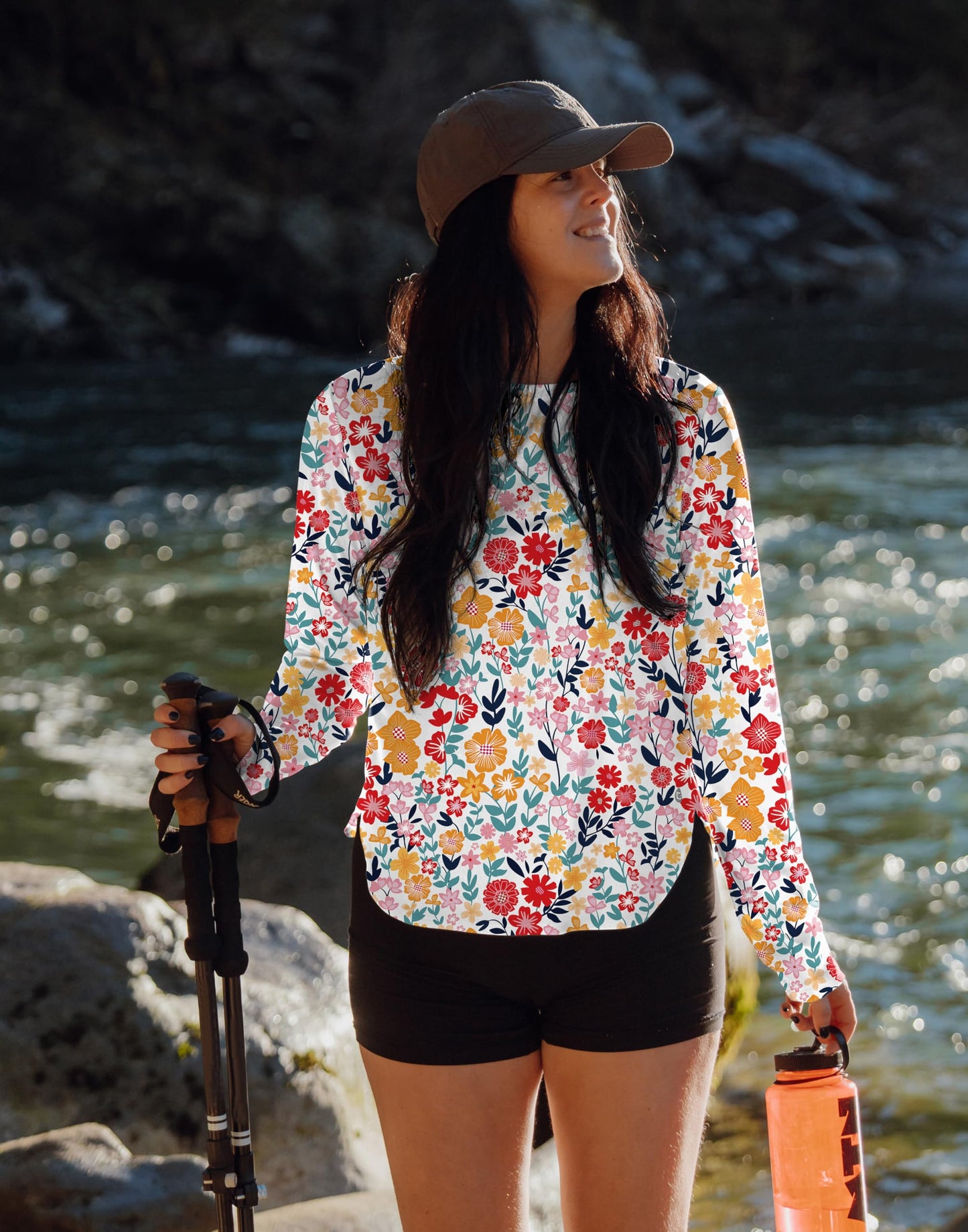 Women's Sun Shirts UPF 50+ Long Sleeve UV Protection Shirt Lightweight Quick Dry Workout Hiking Tops for Women(Pink Floral,S)