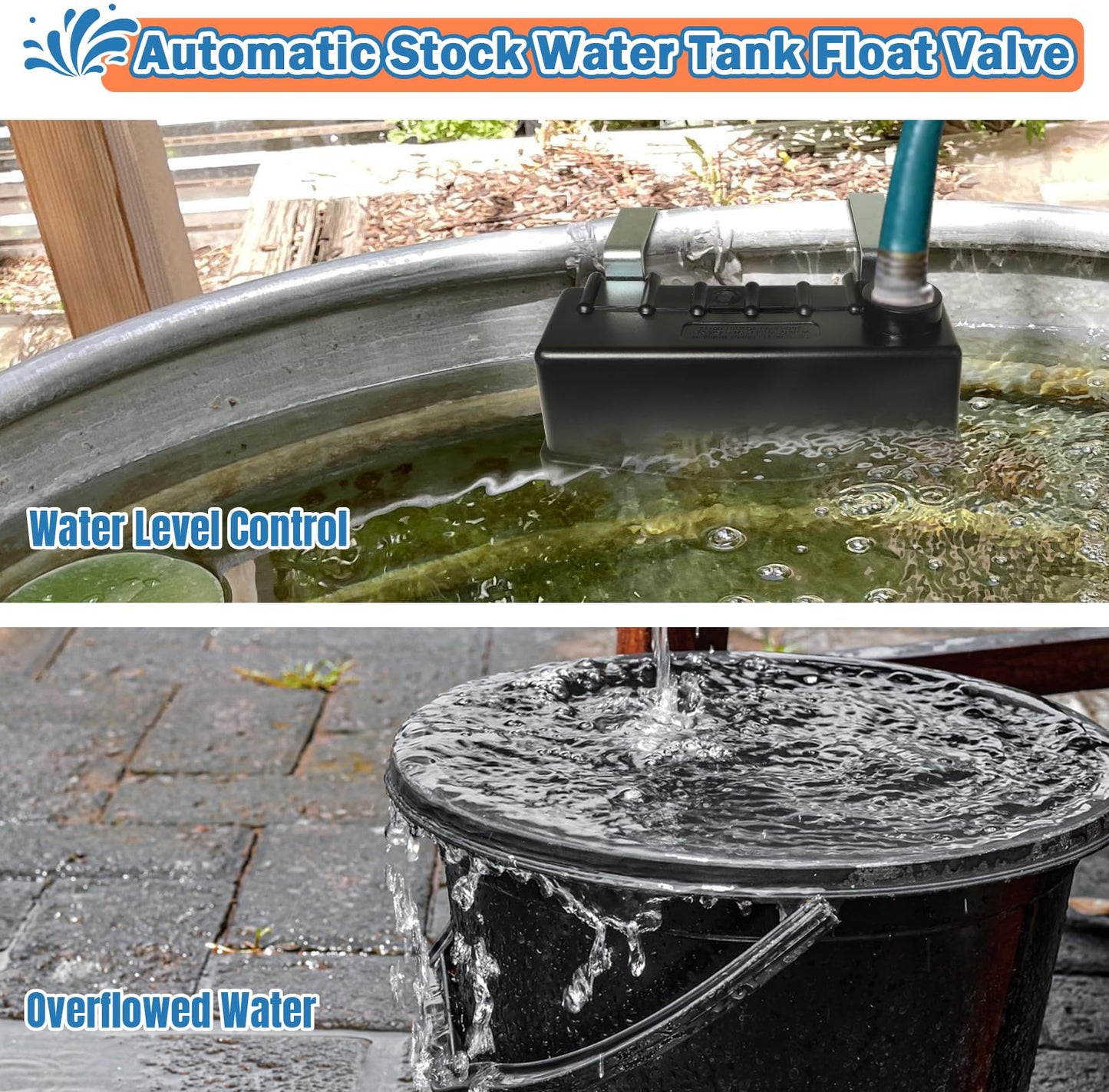 Water Trough Float Valve Livestock Stock Tank Float Valve for Water Tank of Pond Farm Livestock Cattle Goat Horse Pool,2PCS Automatic Control Waterer Level