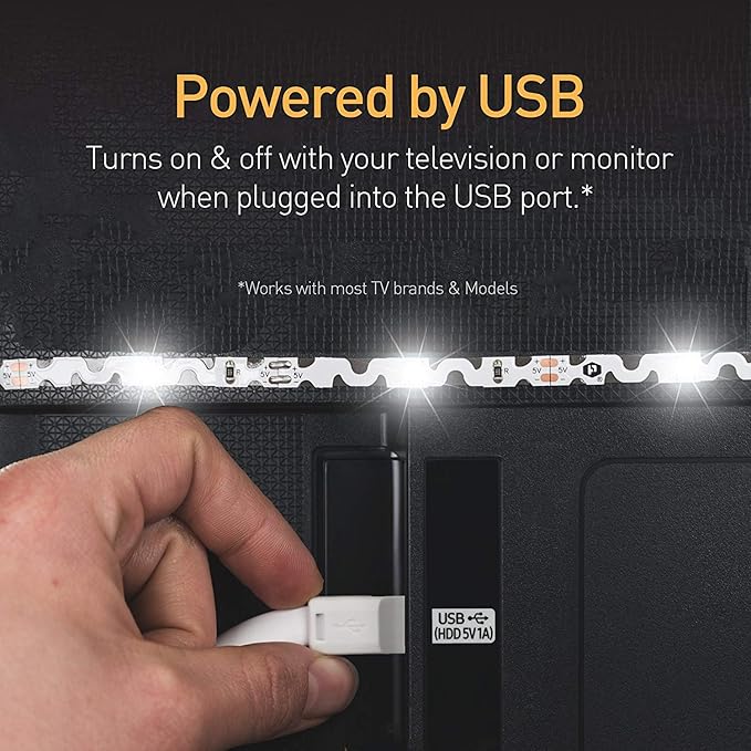 Luminoodle Color Bias Lighting, USB TV and Monitor Backlight LED Strip Lights Kit with Dimmer, Remote - 6.6 ft for 24" to 60" TV - Medium