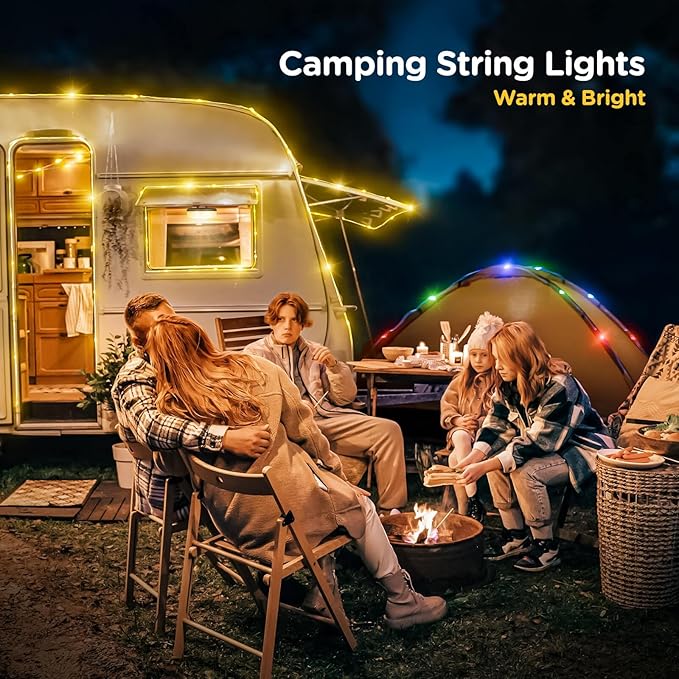 OGERY 2-Pack Camping String Lights, 32.8FT Rechargeable Christmas String Lights Outdoor/Indoor, 8 Modes 4-in-1 Quick Storage Fairy Lights Portable Lamp for Xmas Tree Decor Party Camping Essentials