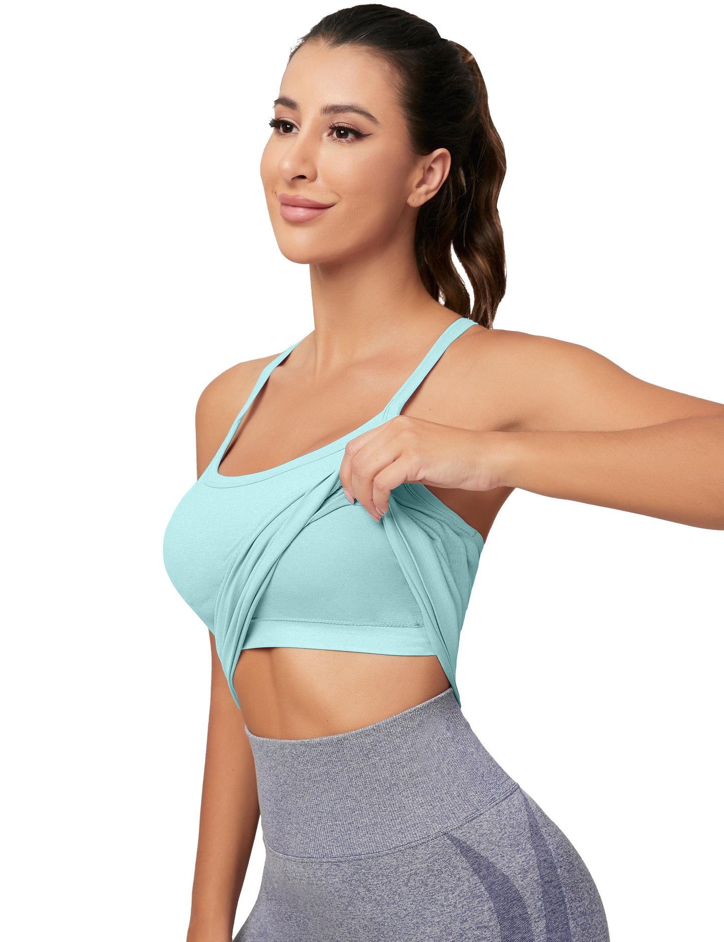 MathCat Workout Tank Tops for Women with Built in Bra, Sleeveless Gym Tops Seamless Racerback Athletic Yoga Shirts