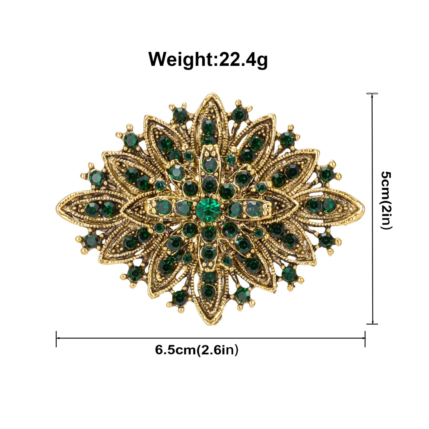 HAISWET Vintage Art Deco Crystal Rhinestone Brooch Pin for Women (Deep Green)