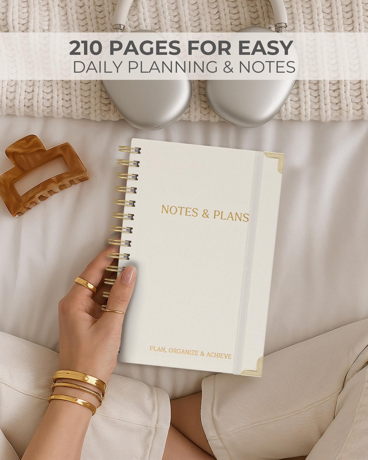 ZICOTO Aesthetic Daily Planner And Notebook With Hourly Schedule - Beautiful Spiral To do List Notepad For Work/Home to Organize Tasks And Appointments - Stylish School/Office Supplies Book For Women