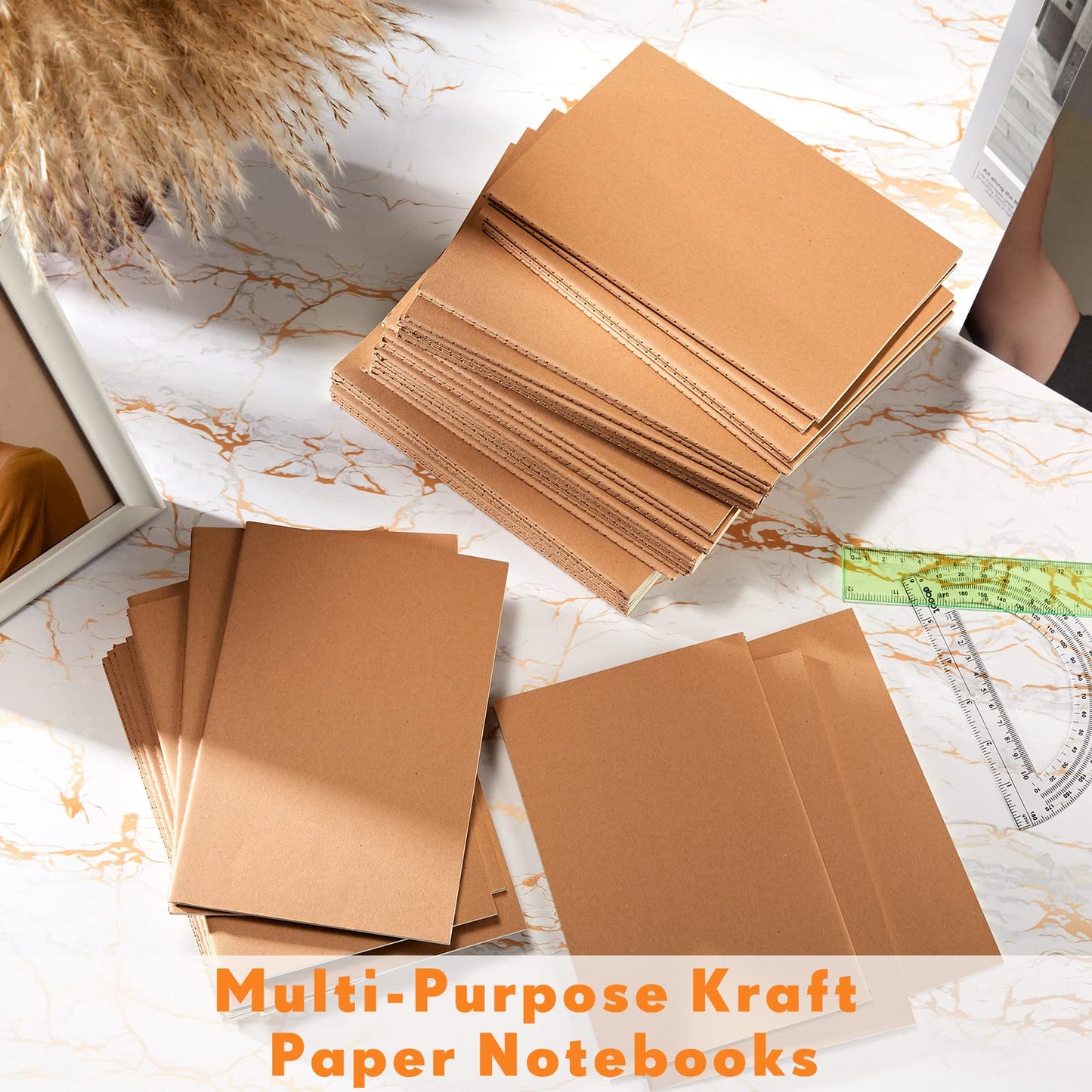 Sepamoon 200 Pack Kraft Notebook Journals 5.5 Inch x 8.3 Inch A5 Journal Softcover Notebooks Bulk for Kids Student Writing Sketch Travel Journal Office Notepad with 60 Pages 30 Sheets(Brown)