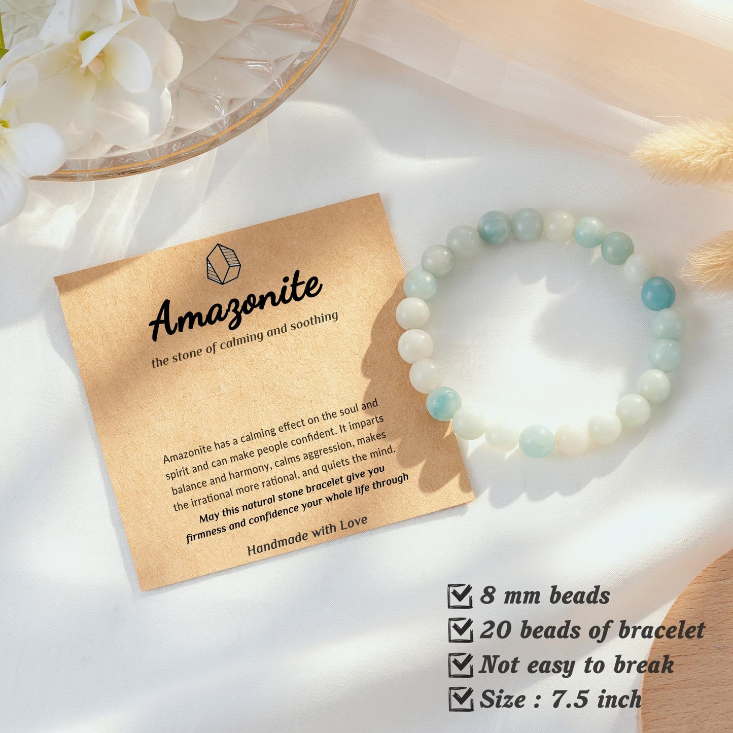 Seyaa Amazonite Bracelet, Beaded Bracelet for Women, Natural Crystal Stone Bracelet