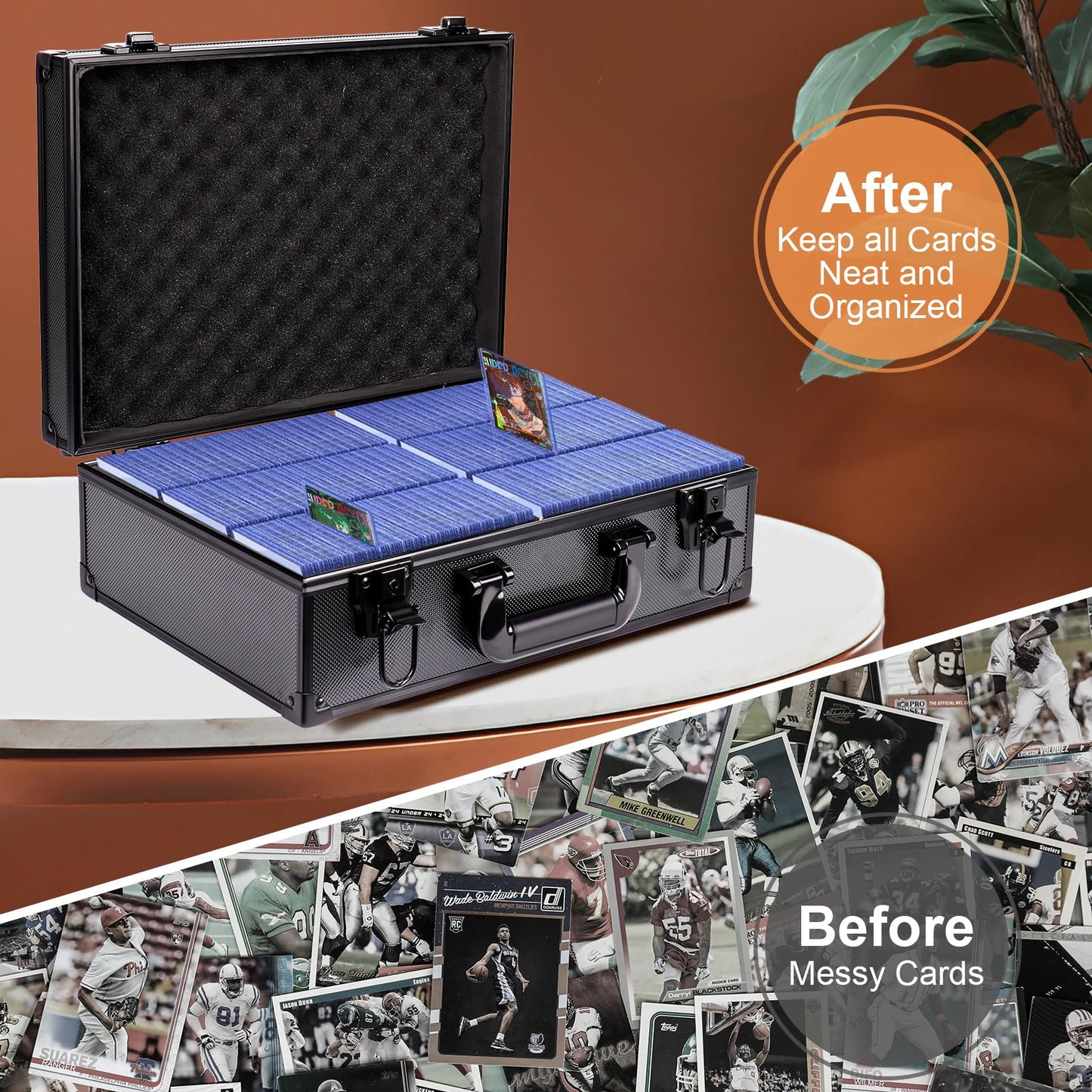 vixiwi Toploader Storage Box for 3" x 4" 35pt Rigid Cards, 630+ Top Loaders Capacity, Trading Card Storage Hard Case, Sports Card Storage Box with Lock for Magnetic Card Holders,MTG Cards