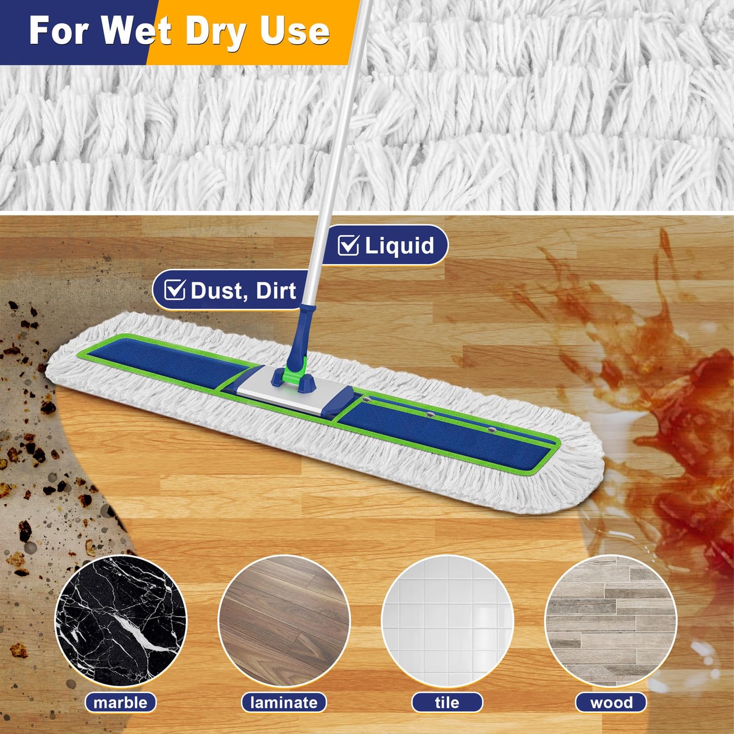 41" Commercial Dust Mop Replacement Heads: Resuable Washable Industrial Cotton Pads Refills for Janitors Warehouse Gym School Floor Cleaning, Only Fit for B0FN7JTZDK