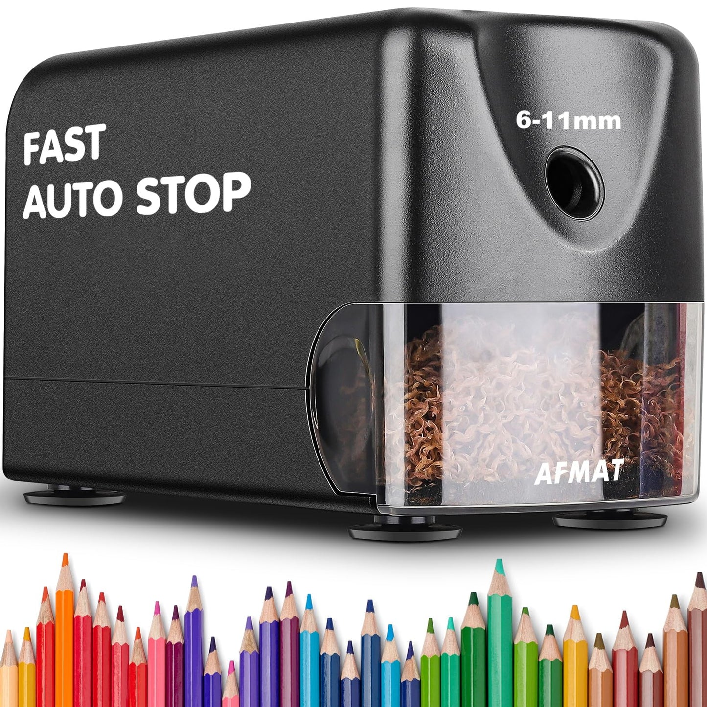AFMAT Heavy Duty Electric Pencil Sharpener, Classroom Pencil Sharpeners for 6-11mm No.2/Colored Pencils, Auto Stop, Sharp Point, Save Pencils, Teachers Must Haves PSX3