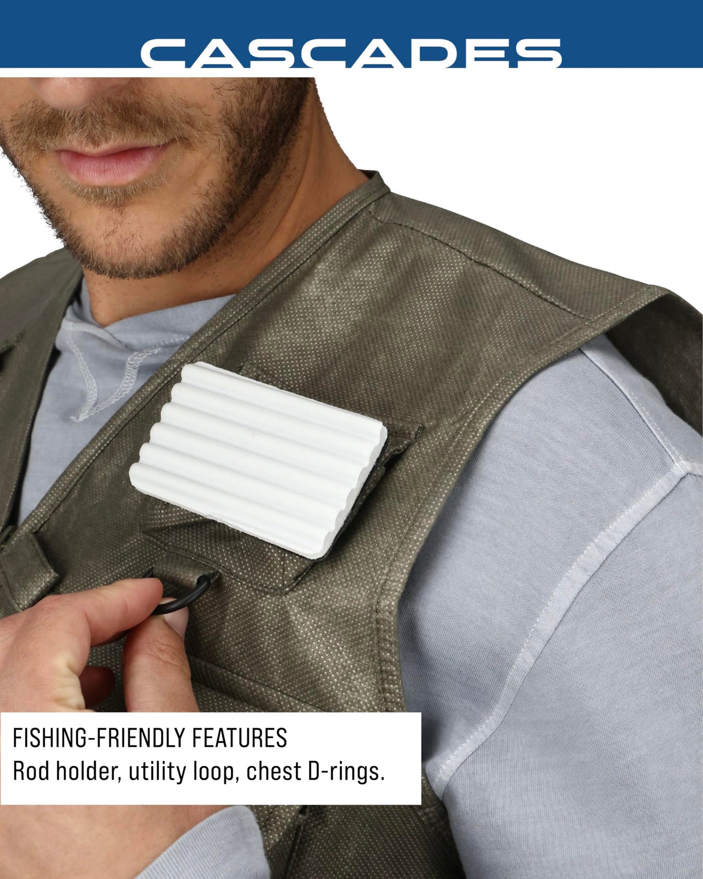 FROGG TOGGS Cascades Classic50, Lightweight and Breathable Fly Fishing Vest, Stone, Medium