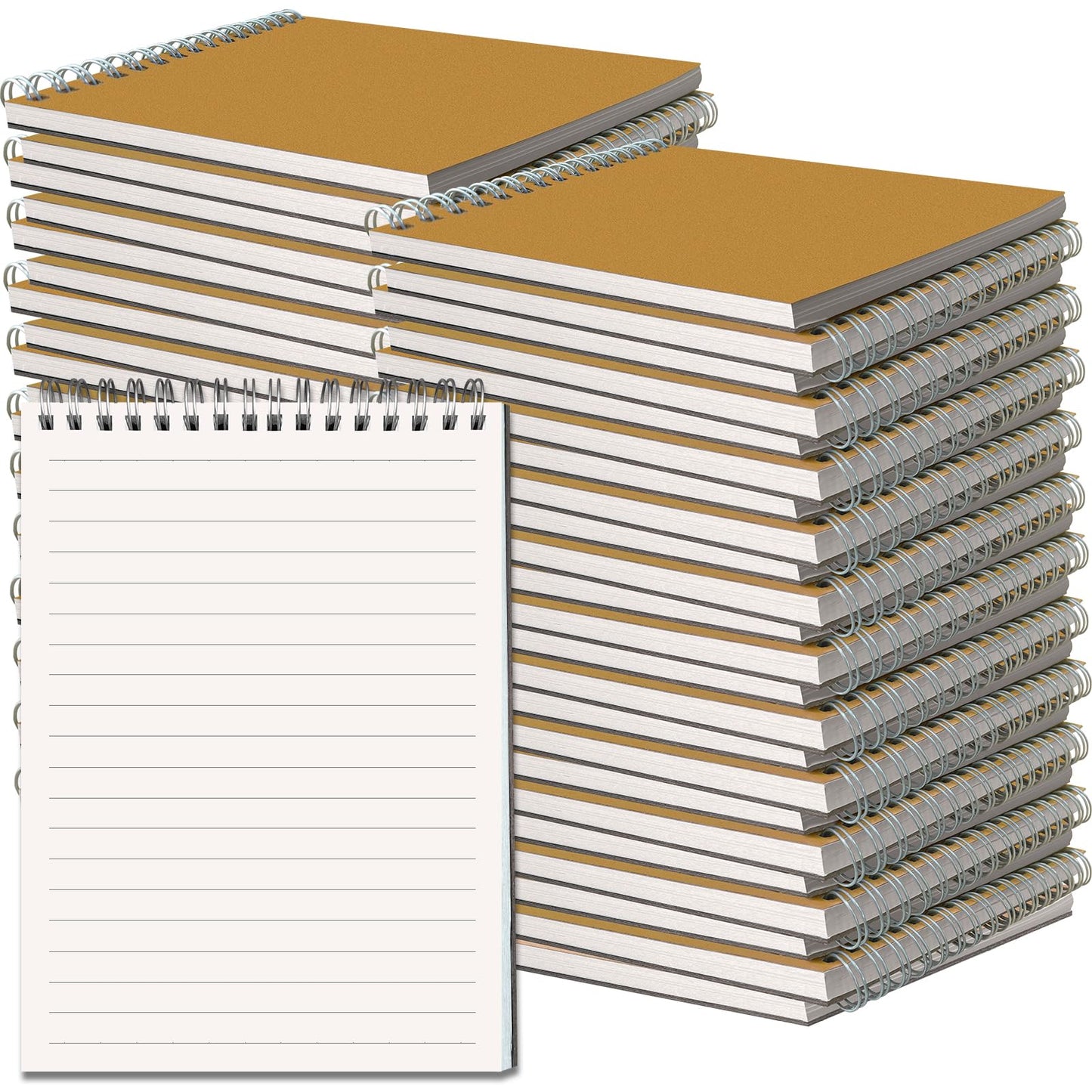 OSIMIG 48 Pack A5 Spiral Notebooks Bulk with Kraft Cover, 8x5.5 Inch Lined Paper Travel Journaling Notebooks, Composition Notebook for School Office Supplies, 80 Sheets 160 Pages