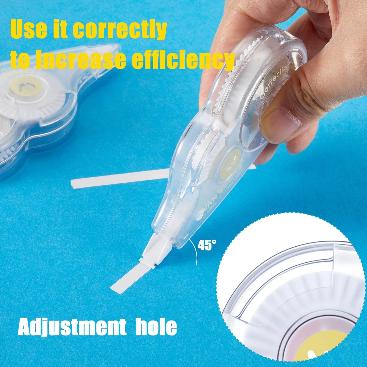 Lewtemi 60 Pcs White Correction Tape Bulk, 39.4 ft Wrong out Tear Resistant Tape Easy to Use Applicator for Office School Teachers Note Taking Journal Scrapbooking Home Supplies