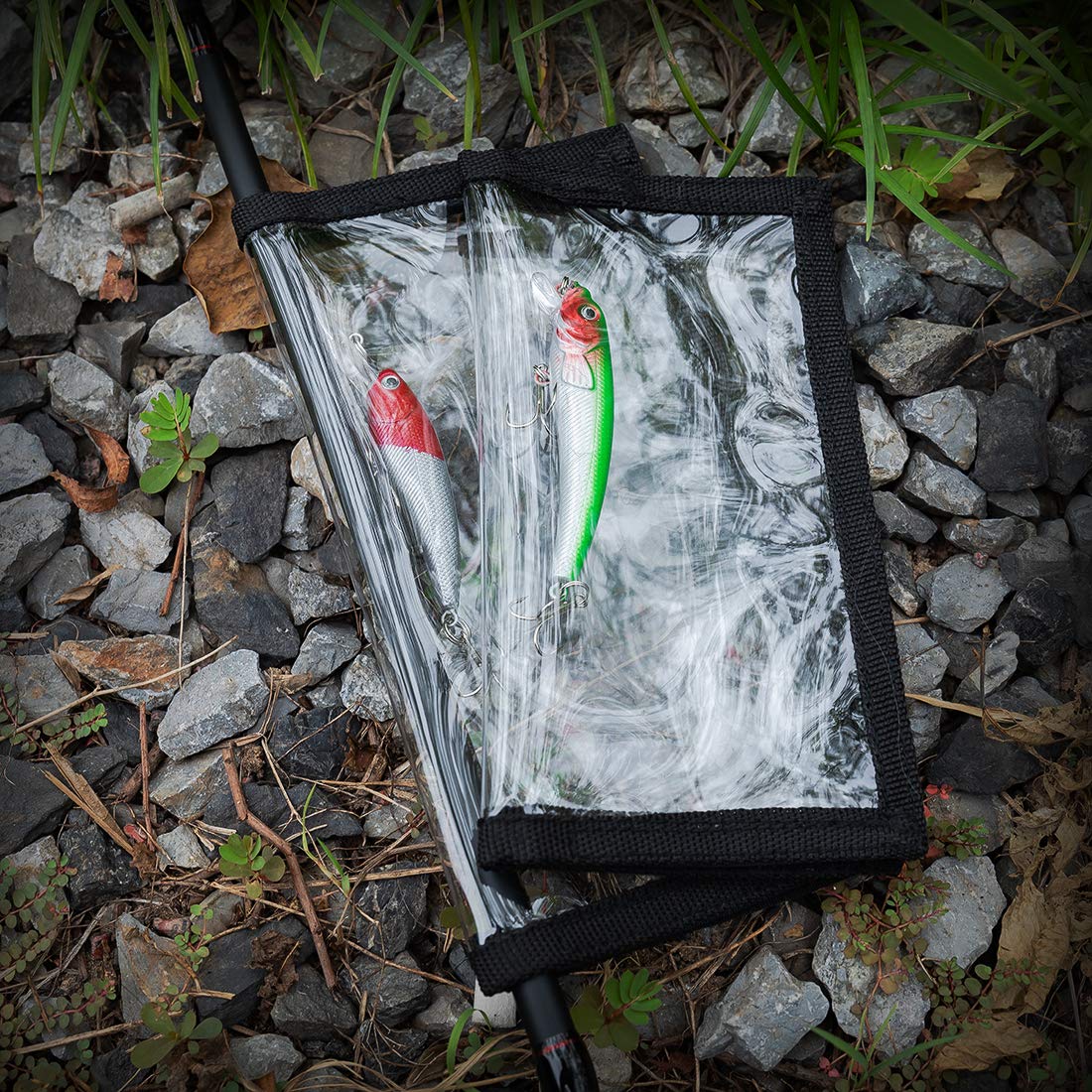 PFILERSO 4 Pack Clear Fishing Bait Wraps Prevnet the Sharp Hook from Pets and Kids Durable 0.5mm Thicken PVC Lure Bait Covers Storage Keeps Fishing Safe Easily See Lures 2L+2M (4Pcs（2L+2M）)