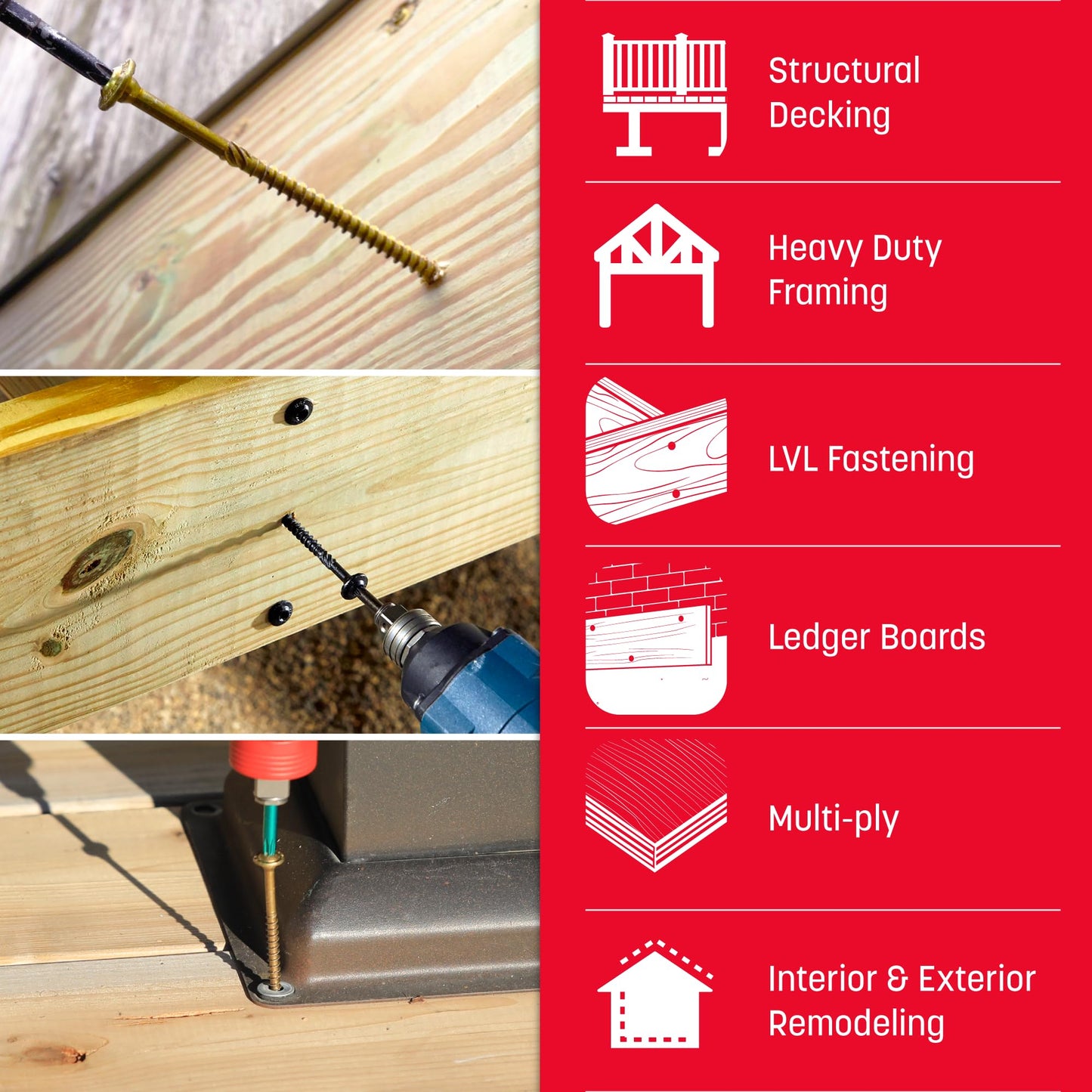 GRK Fasteners RSS™ 5/16 x 6 Inch, Rugged Structural Screws, 50 PCS, Rust Resistant Climatek™ Coating, Interior and Exterior Use, Heavy-Duty Framing & Decking Screws, Fast Bite Tip with Star Drive