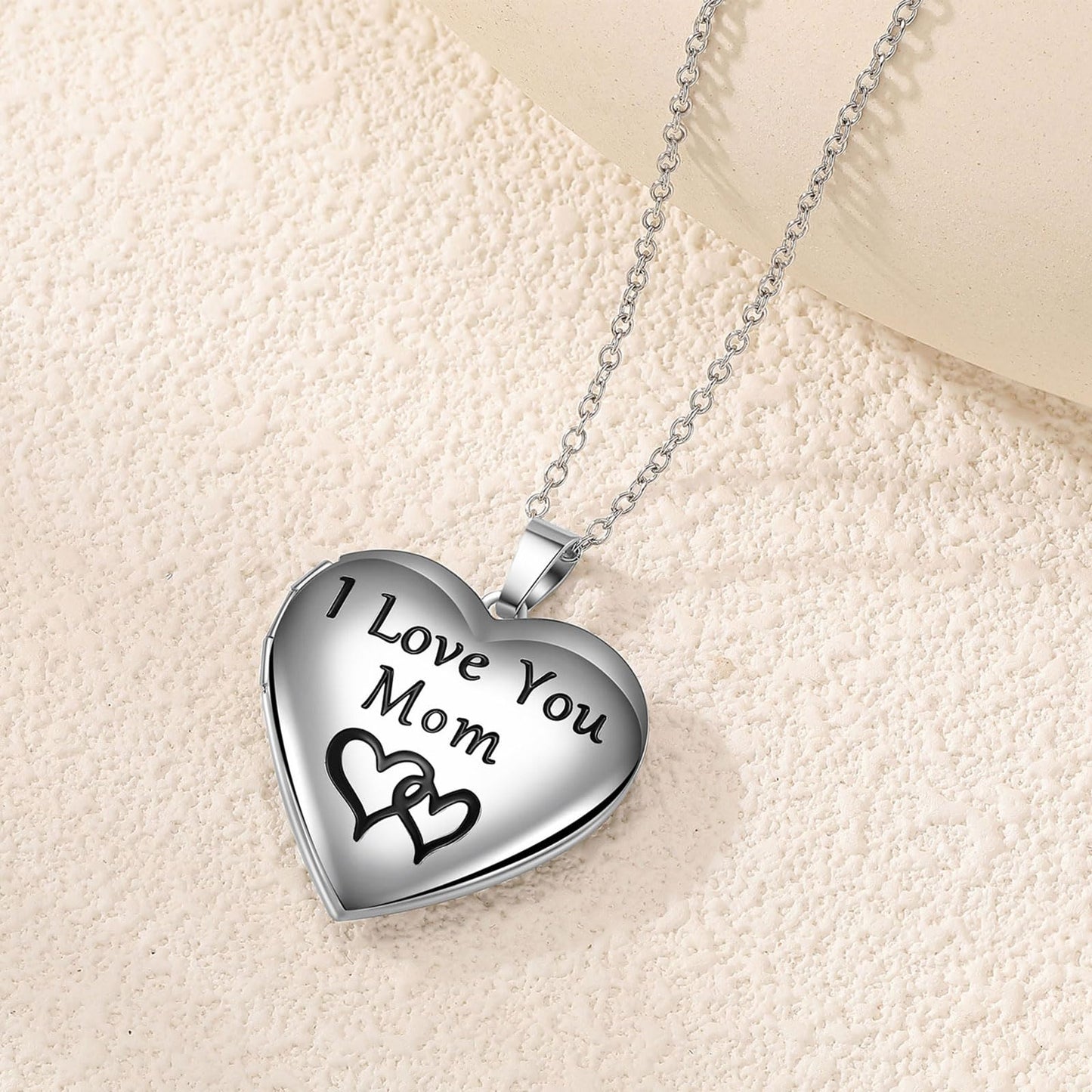 PHOCKSIN Custom Locket Necklace for Aunt Personalized Photo Locket Necklace Customized Silver Heart Lockets That Holds Pictures Birthday Gifts for Women