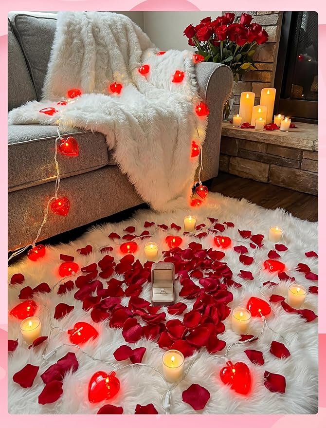 8.5Ft Valentine's Day Heart String Lights, Valentine Decorations Fairy String Lights with 10 Red Heart Lights, Connectable Love Heart Lights for Valentine's Day, Party, Wedding, Holiday Decorations