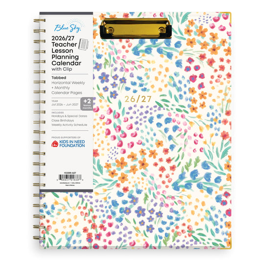 Blue Sky 2026-2027 Weekly and Monthly Academic Year Teacher Lesson Planner Calendar With Clipboard, July 2026 - June 2027, 8.5" x 11", Hard Cover, Wirebound, Laminated Tabs, Miah