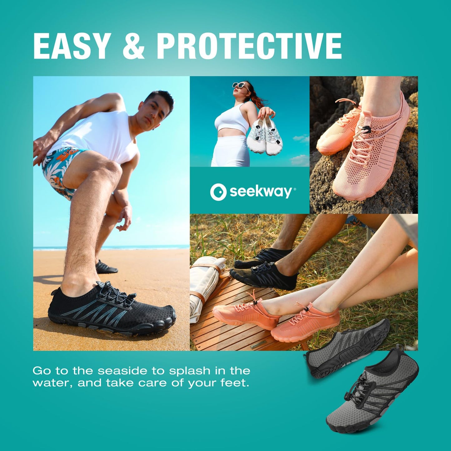 SEEKWAY Water Shoes Men Women Adult Quick-Dry Aqua Sock Barefoot for Beach Swim River Pool Lake Hiking Kayaking Surfing
