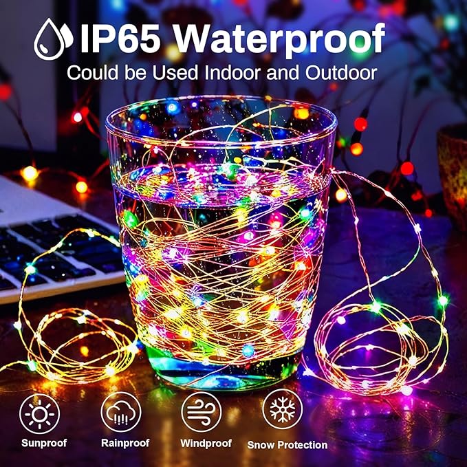 ZGWJ Fairy Lights Battery Operated, 50 Pack Twinkle String Lights 20 LED 7FT 3 Lighting Modes for Bedroom Decor, Easter, Halloween, Christmas, Party Indoor and Outdoor Decoration Colorful