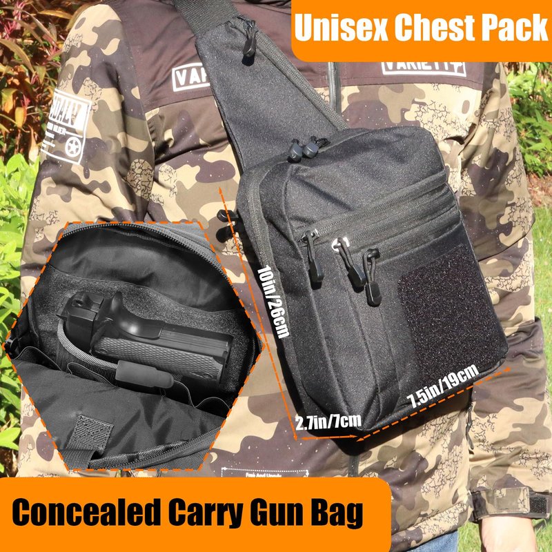 SXJWISHES Tactical Sling Shoulder Bag Concealed Carry bags EDC Crossbody pack Sling Backpack Chest Daypack Crossbody Backpack for Travel Sports Running Hiking (Khaki)