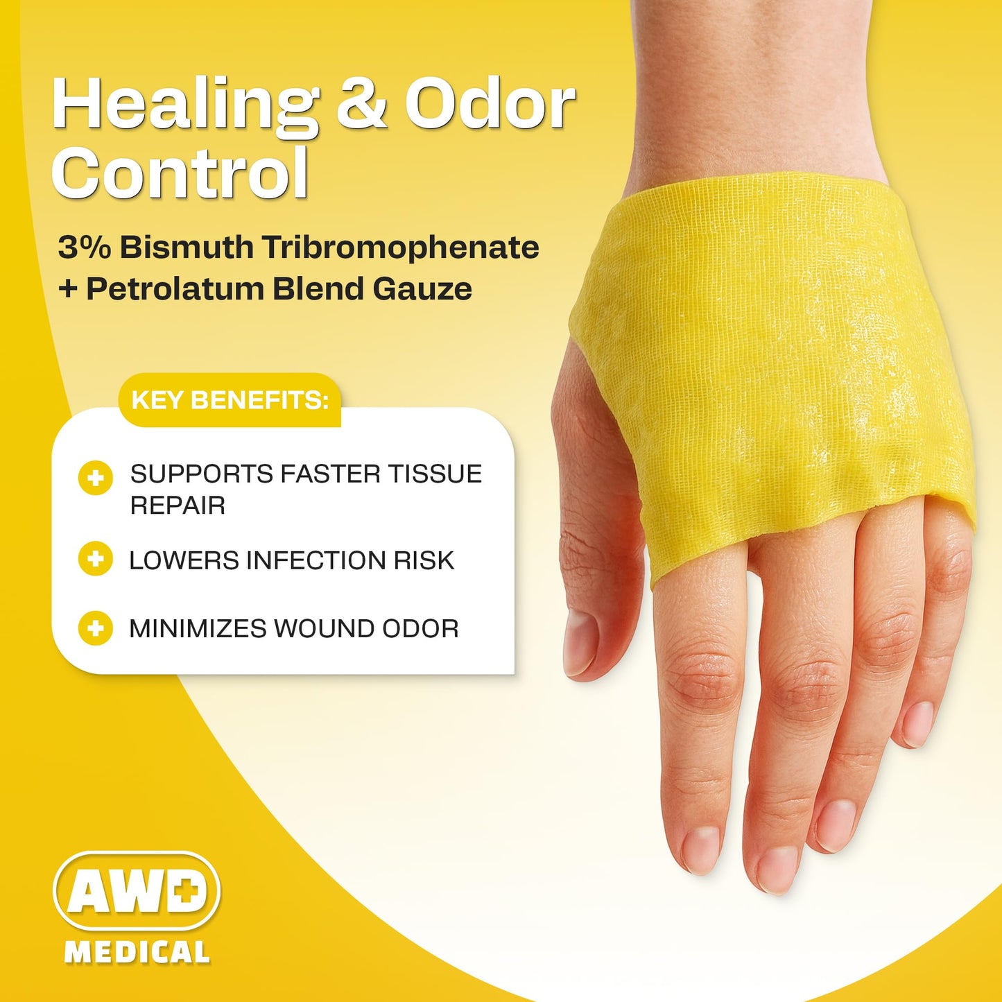 AWD Medical 4"x4" Xeroform Petrolatum Dressing, Non-Adherent Sterile Mesh Gauze for Burns, Skin Grafts, Surgical Wounds & Lacerations, Individually Wrapped (25 Count)