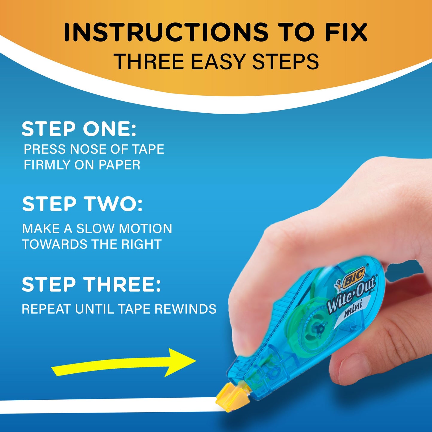 BIC Wite-Out Mini Correction Tape, White, No Dry Time, Long Lasting, 12-Count
