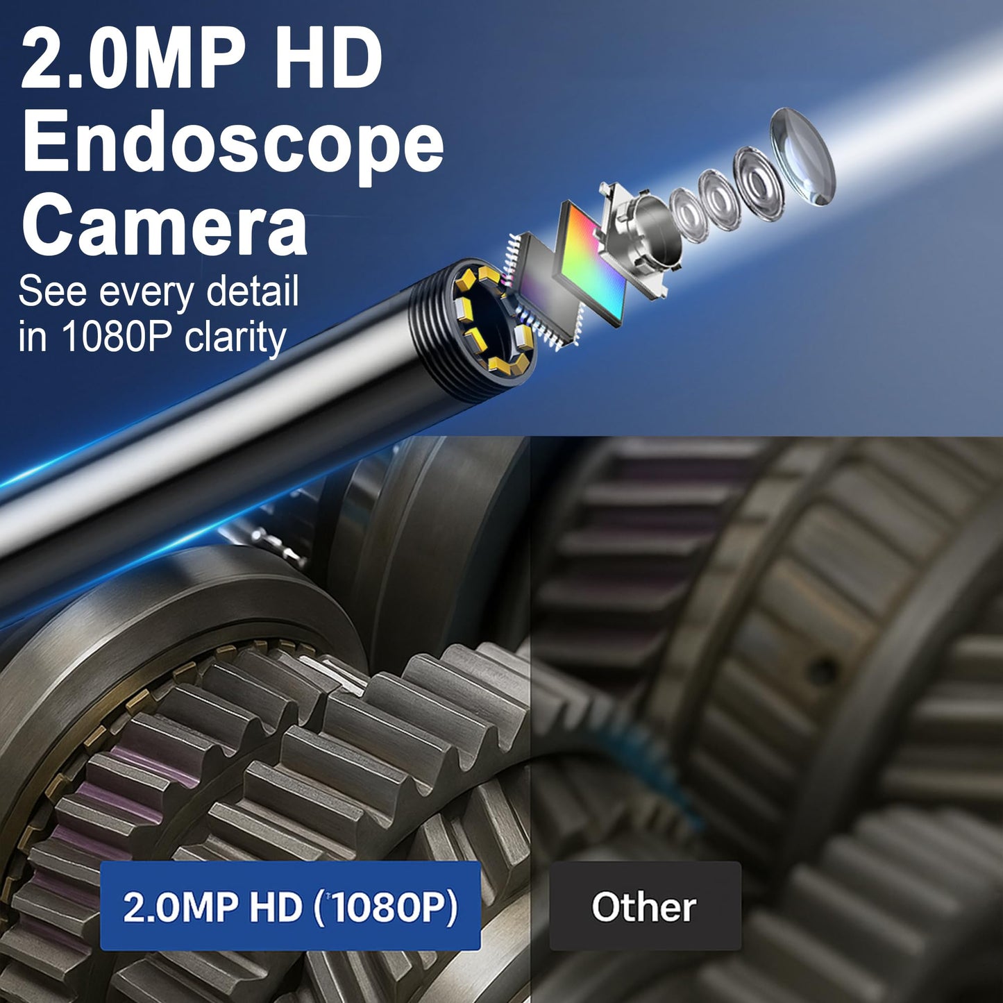 49.2 Feet Inspection Endoscope Camera with Light, 1080P HD Borescope Camera with Light, 4.3" IPS Screen, IP67 Waterproof Sewer Borescope, 49.2Ft Semi-Rigid Cord Drain Pipe Endoscope Cool Gadgets Tool