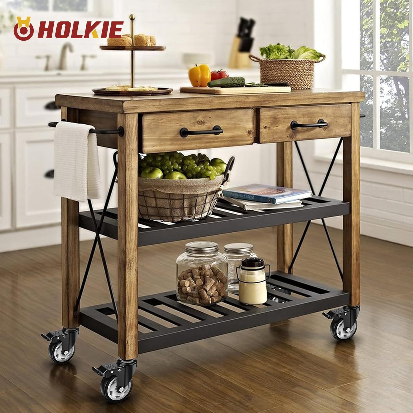HOLKIE Caster Wheels 4 inch Total Locking Stem Casters, 1/2" -13 x 1(Stem Diameter 1/2", Stem Length 1") Threaded Stem Casters Swivel Casters Set of 8 Heavy Duty Castors Black 8 Pack