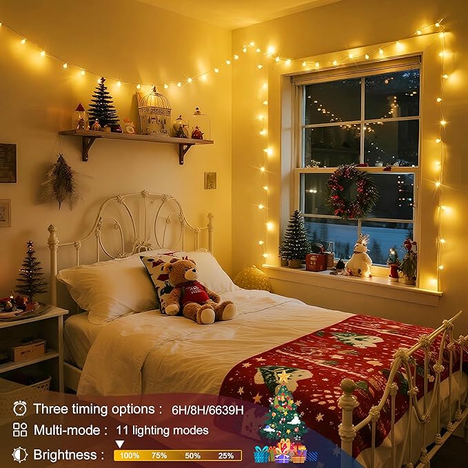 JMEXSUSS Globe String Lights Indoor, Color Changing Christmas Lights Plug in, Warm White & Multicolor String Light with Remote for Bedroom Room Tree Party Christmas Decor