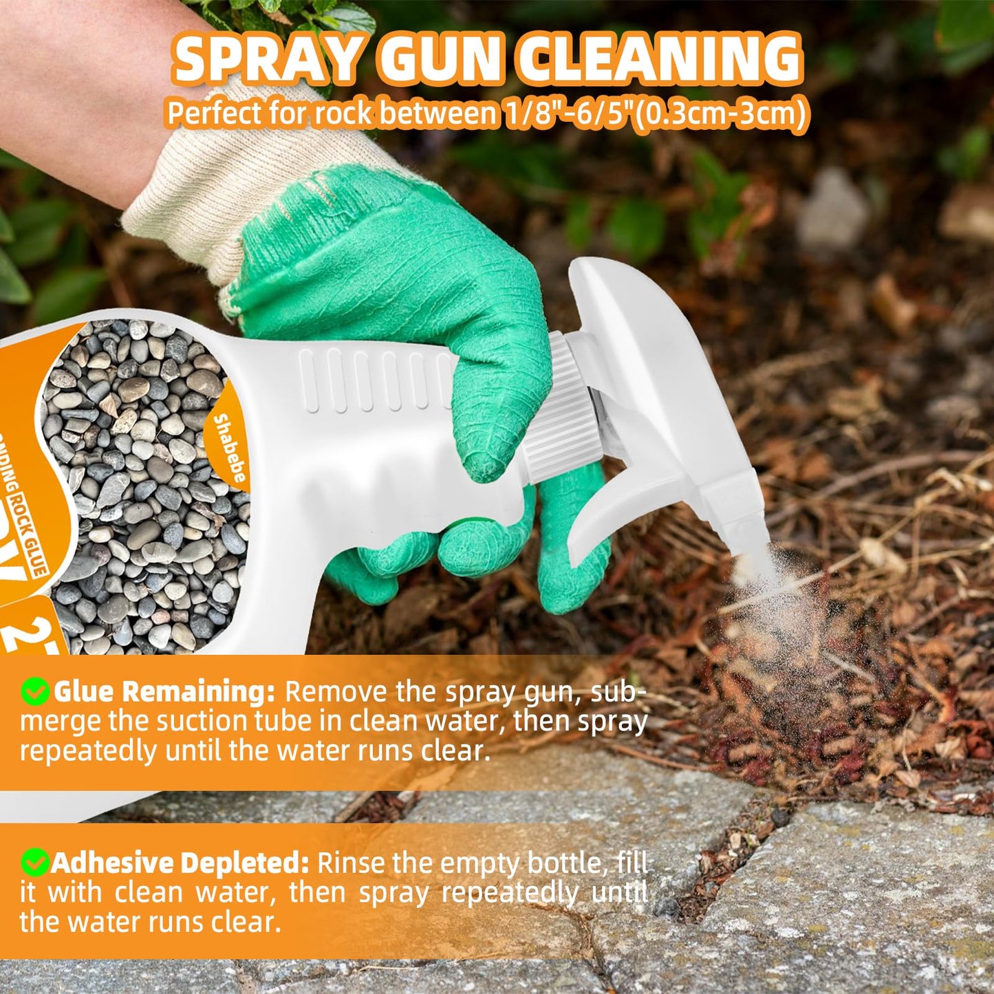 Shabebe Rock Glue for Landscaping with Sprayer 27oz, Ready-to-Use Mulch & Gravel Binder, Fast-Dry No Dilution, Weather-Resistant Spray Rock Glue for Garden Beds, Pea Gravel & Small Stone