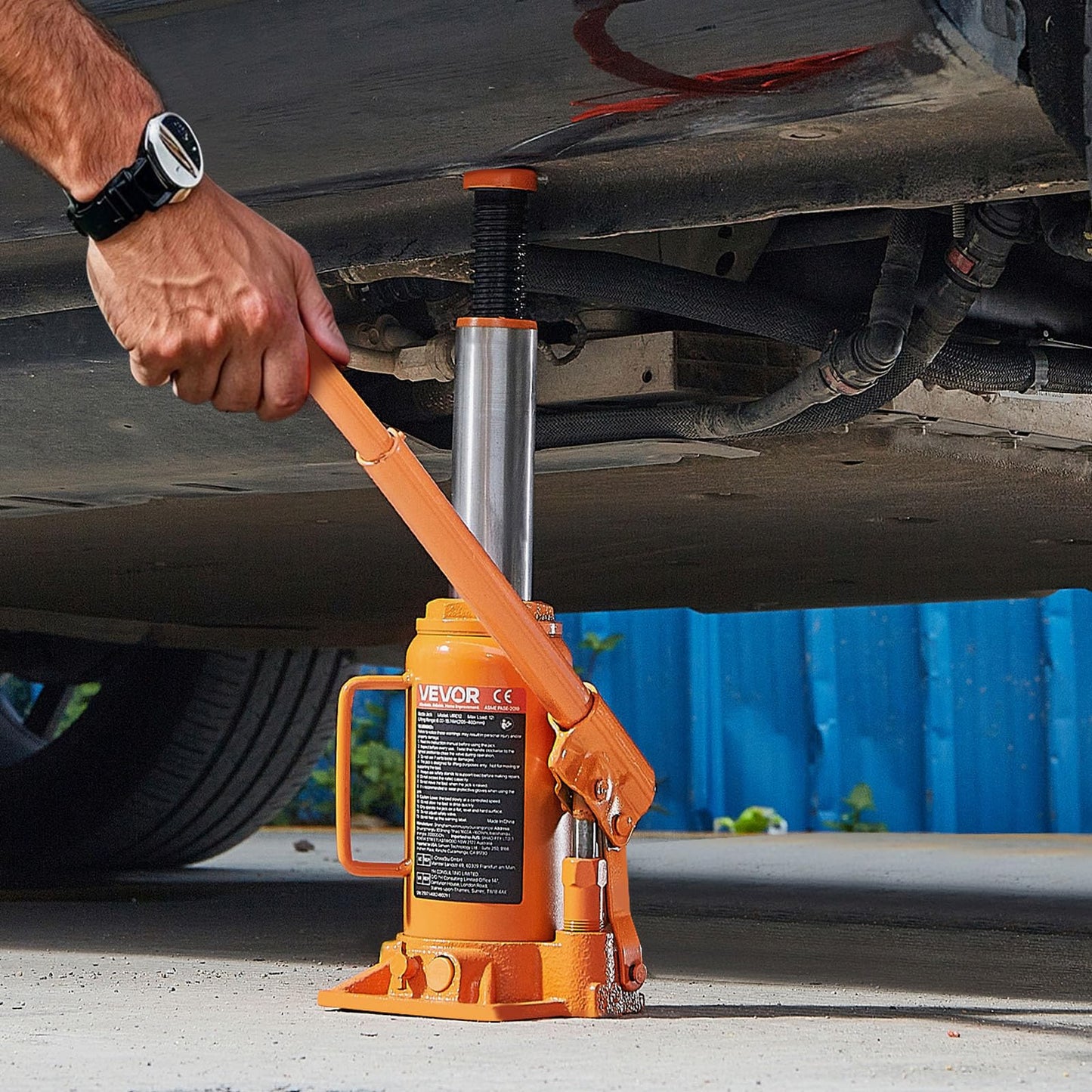 VEVOR Hydraulic Bottle Jack, 12 Ton/24000 lbs All Welded Car Hydraulic Jack, Features 7.5-14 in Lifting Range & 3-Section Long Handle, for Pickup Truck, Truck, RV, Auto Repair Industrial Engineering