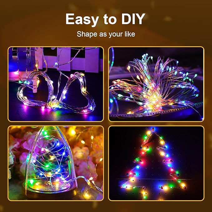 ZGWJ Fairy Lights Battery Operated, 50 Pack Twinkle String Lights 20 LED 7FT 3 Lighting Modes for Bedroom Decor, Easter, Halloween, Christmas, Party Indoor and Outdoor Decoration Colorful