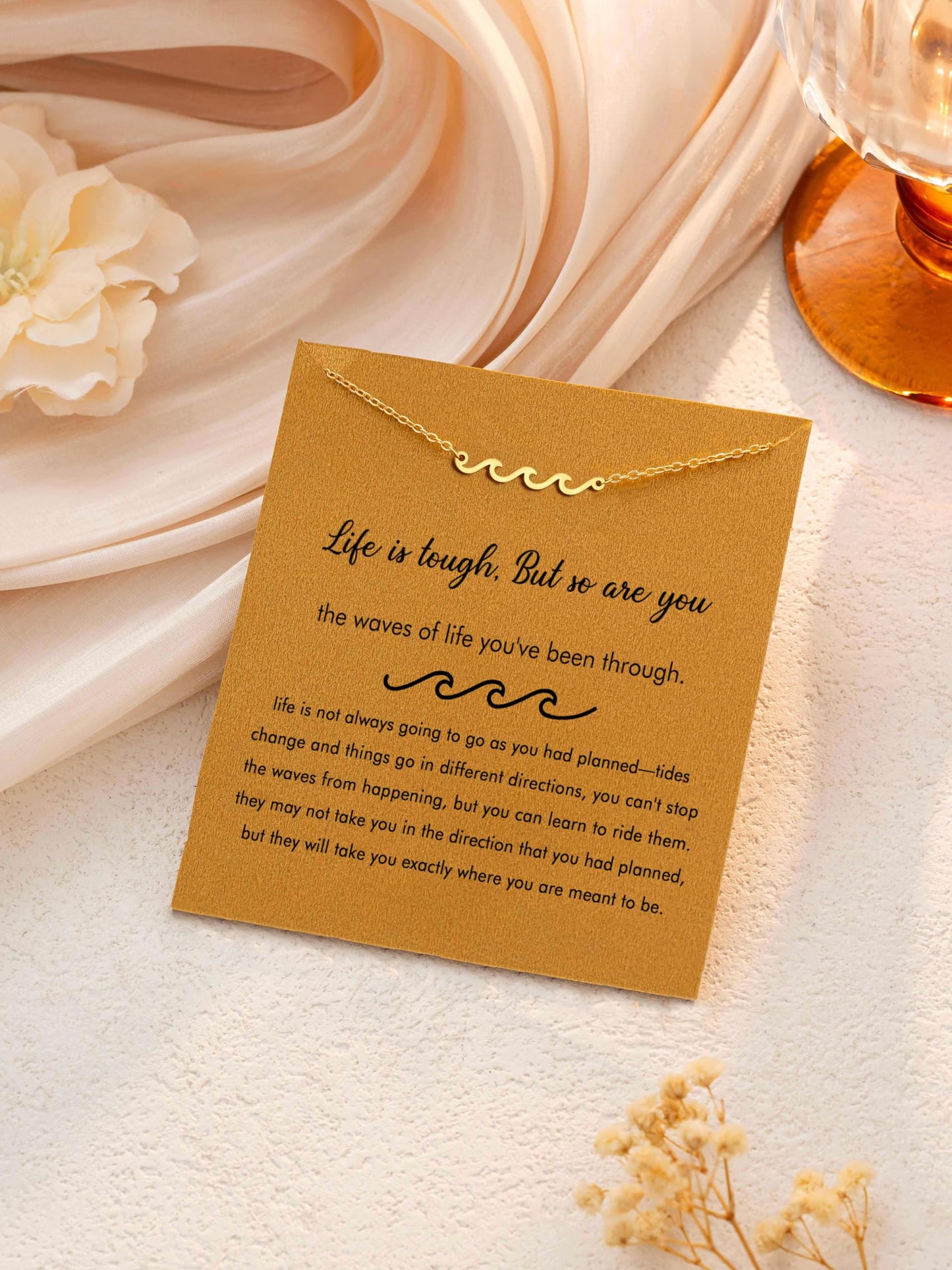 Baydurcan Gold Wave Necklace Get Well Gifts for Women Feel Better Grief Miscarriage Gifts for Women (Wave)