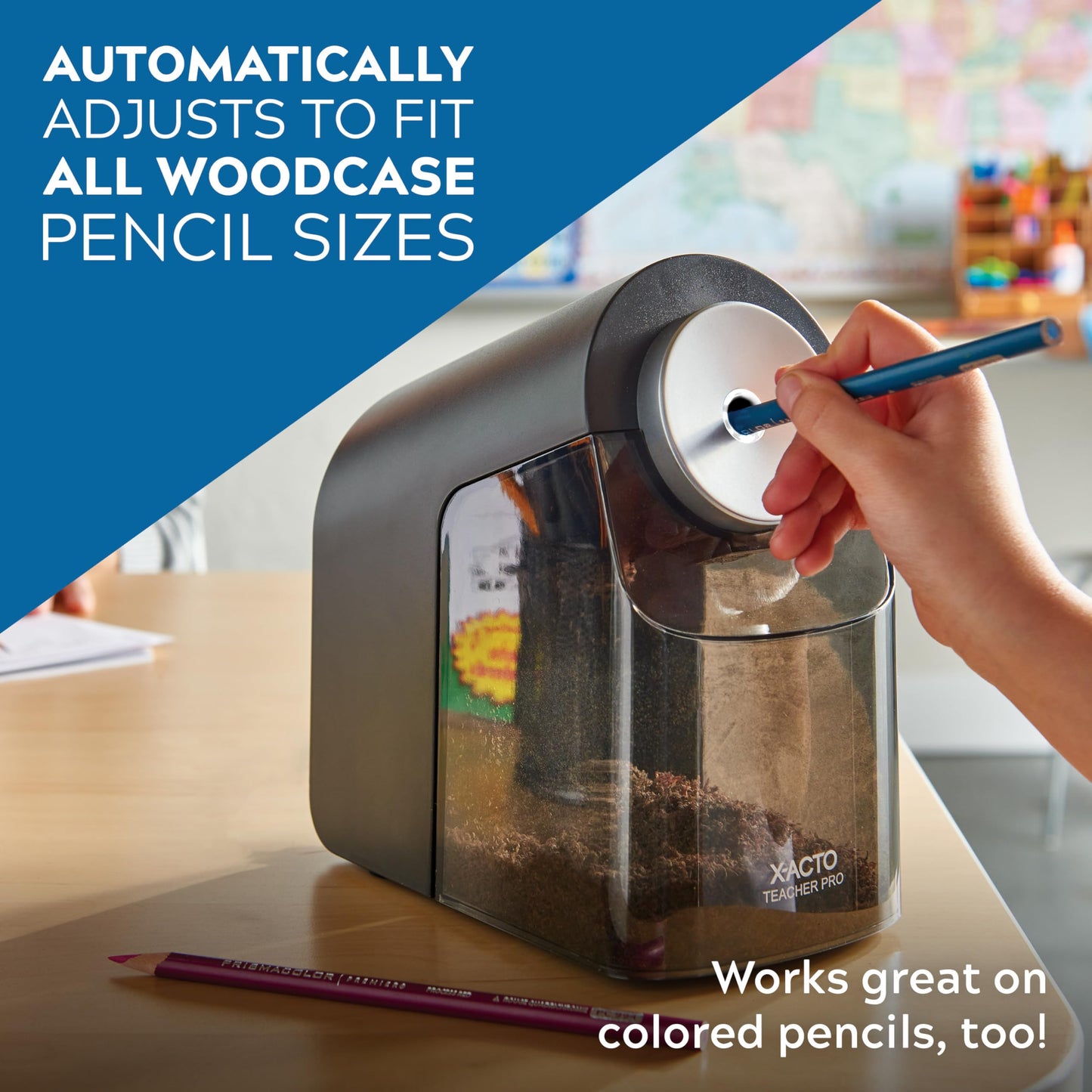 X-ACTO Teacher Pro Electric Pencil Sharpener, Heavy Duty, Black, 1 Count - School, Classroom Essentials
