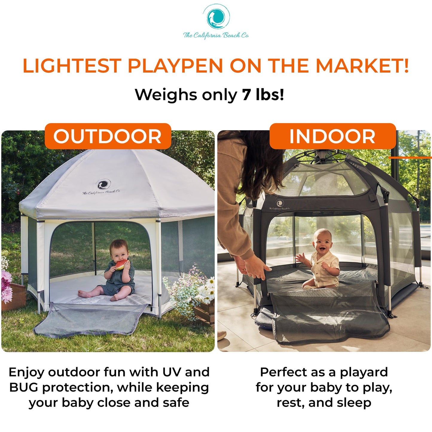 POP 'N GO PLAYPEN - Indoor & Outdoor Baby Playpen for Babies and Toddlers - Baby Beach Tent, Foldable, Portable W/Canopy, Travel Bag, & Mosquito Net - Pop Up Pack and Play Tent (Warm Ivory)