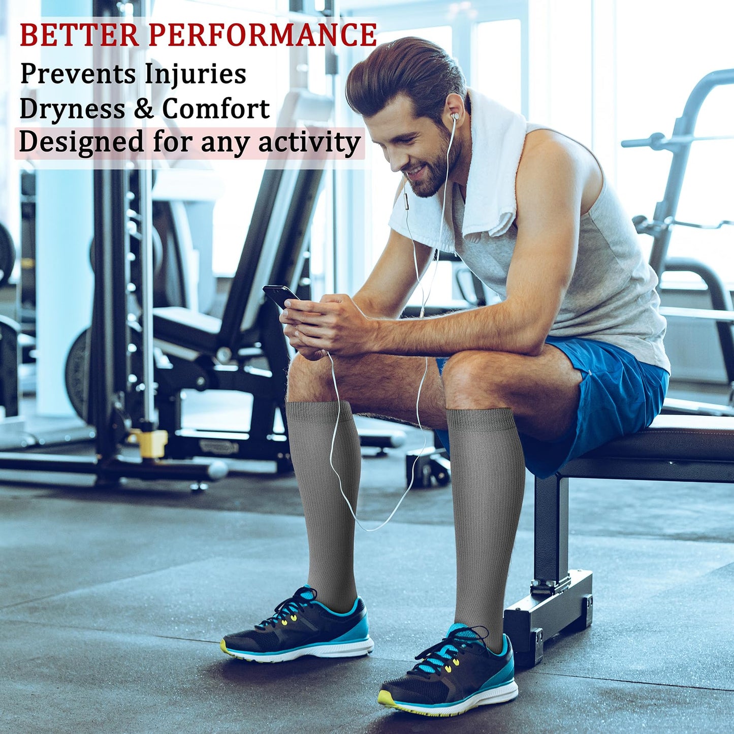 CHARMKING Compression Socks for Women & Men (8 Pairs) 15-20 mmHg Graduated Copper Support Calf Socks are Best for Pregnant, Nurses - Boost Performance, Circulation, Knee High Wide Calf(L/XL, Multi 52)
