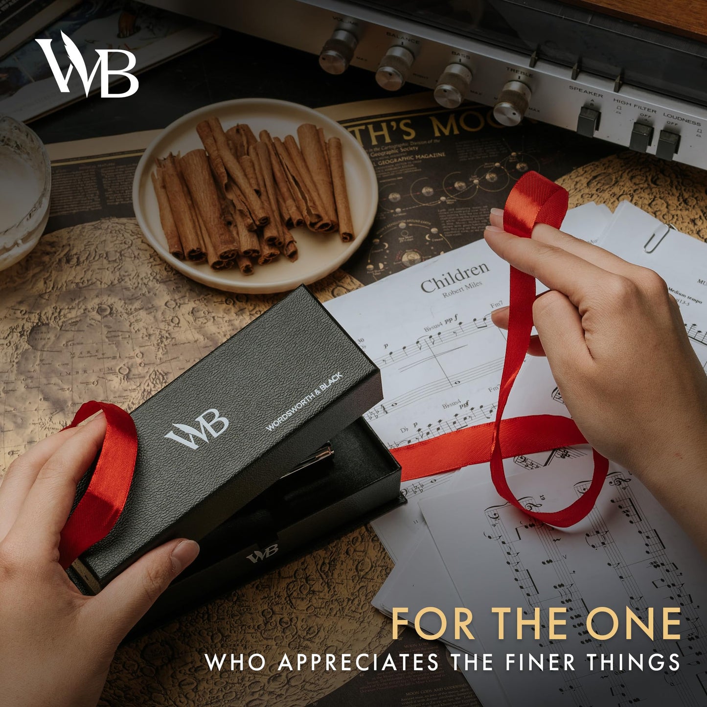 Wordsworth and Black Luxury Ballpoint Pen Set - Black Lacquer 24K Gold Finish, Refillable Fine Point, Elegant Gift for Men & Women, Includes Ink Refill, Nice Pens for Work