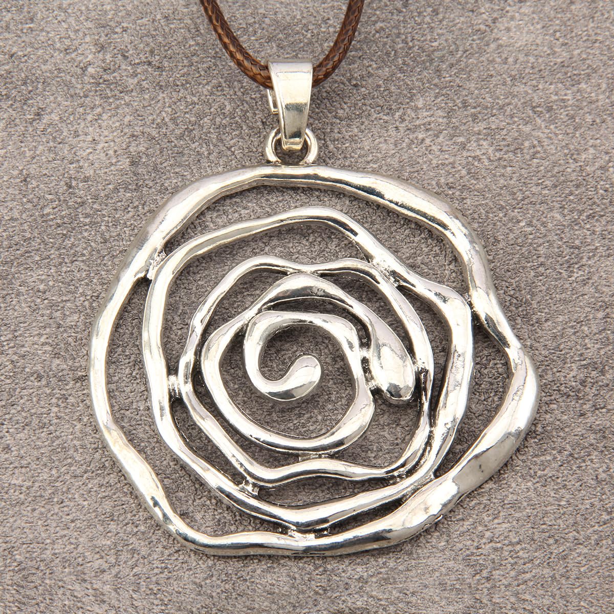 joymiao Leather Necklace for Womens Chunky Long Necklace Boho Silver Necklace Flower Vintage Pendant Necklace Hippie Boho Jewelry for Women