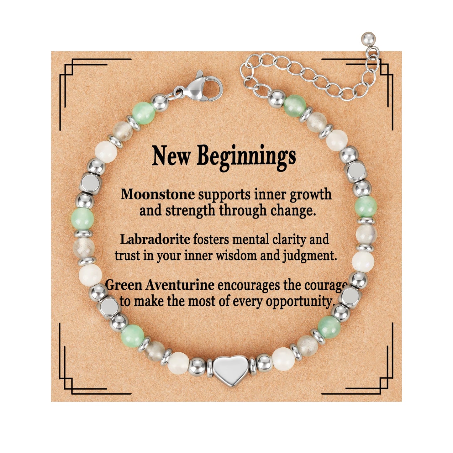 Pavkki New Beginnings Gifts for Women Graduation Gifts Natural Crystals Bracelet Coworker Leaving Retirement Inspirational Divorce Going Away Farewell