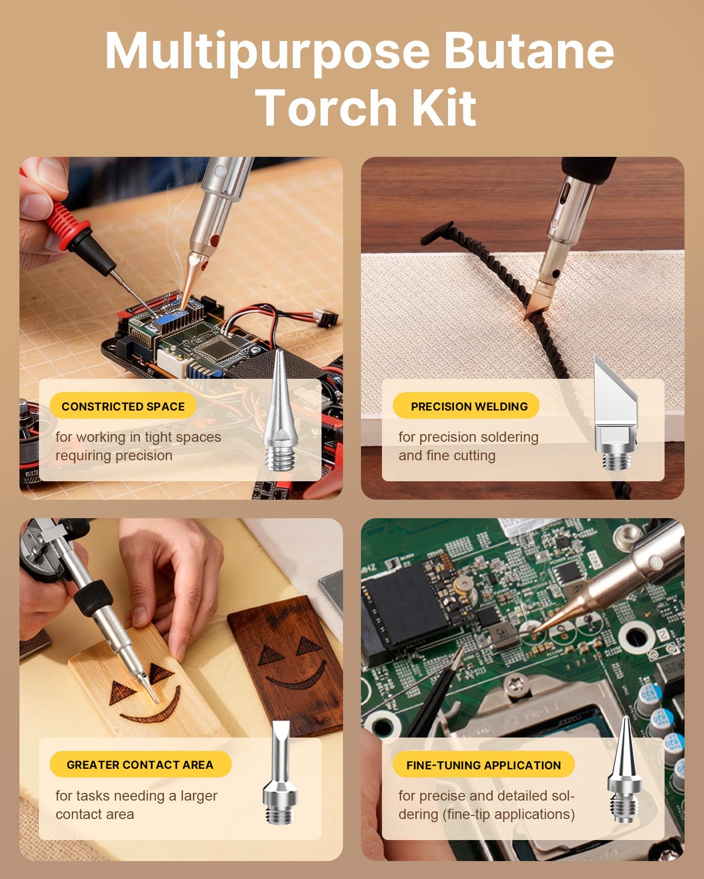 RAVS Butane Soldering Iron Kit Cordless, 14-Piece Multi-Function Butane Torch Kit, Portable Brazing Torch with Adjustable Flame, Without Butane Fuel, Unique Gifts for Men Women Husband