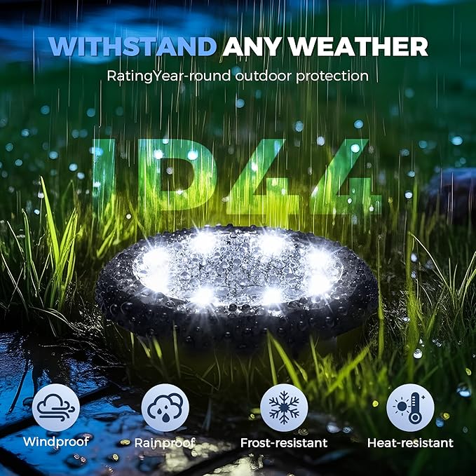 SOLPEX Mini Solar Ground Lights, 20 Pack Solar Lights Outdoor Waterproof, Landscape Lighting for Garden Pathway Driveway Walkway (Cool White)