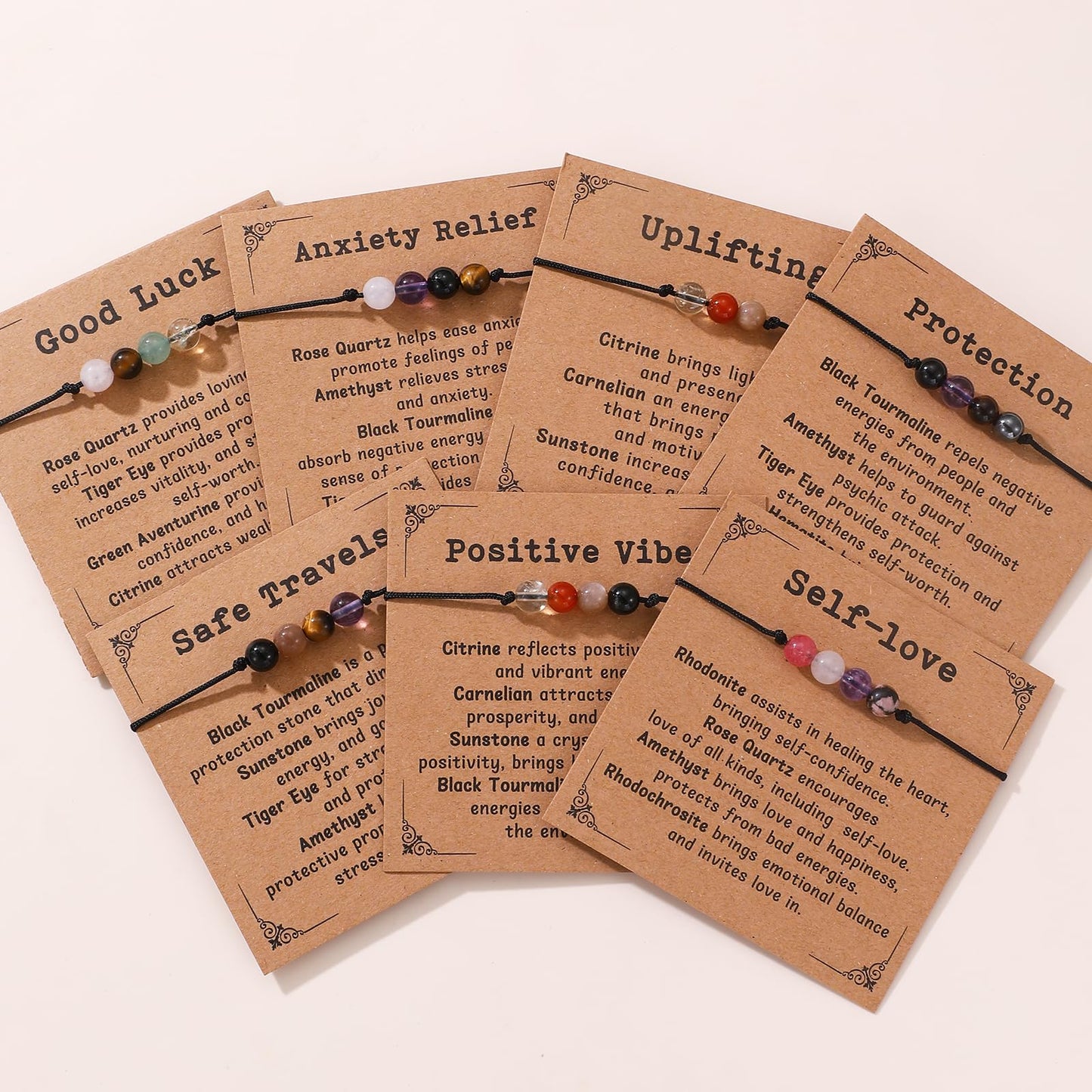 Korotho Anxiety Relief Bracelet for Women Men, Stress And Anxiety Reliefs Healing Crystal Gemstone Natural Stone Beaded Bracelets Anxiety Relief Item Spiritual Bracelet Ring Necklace for Her Him