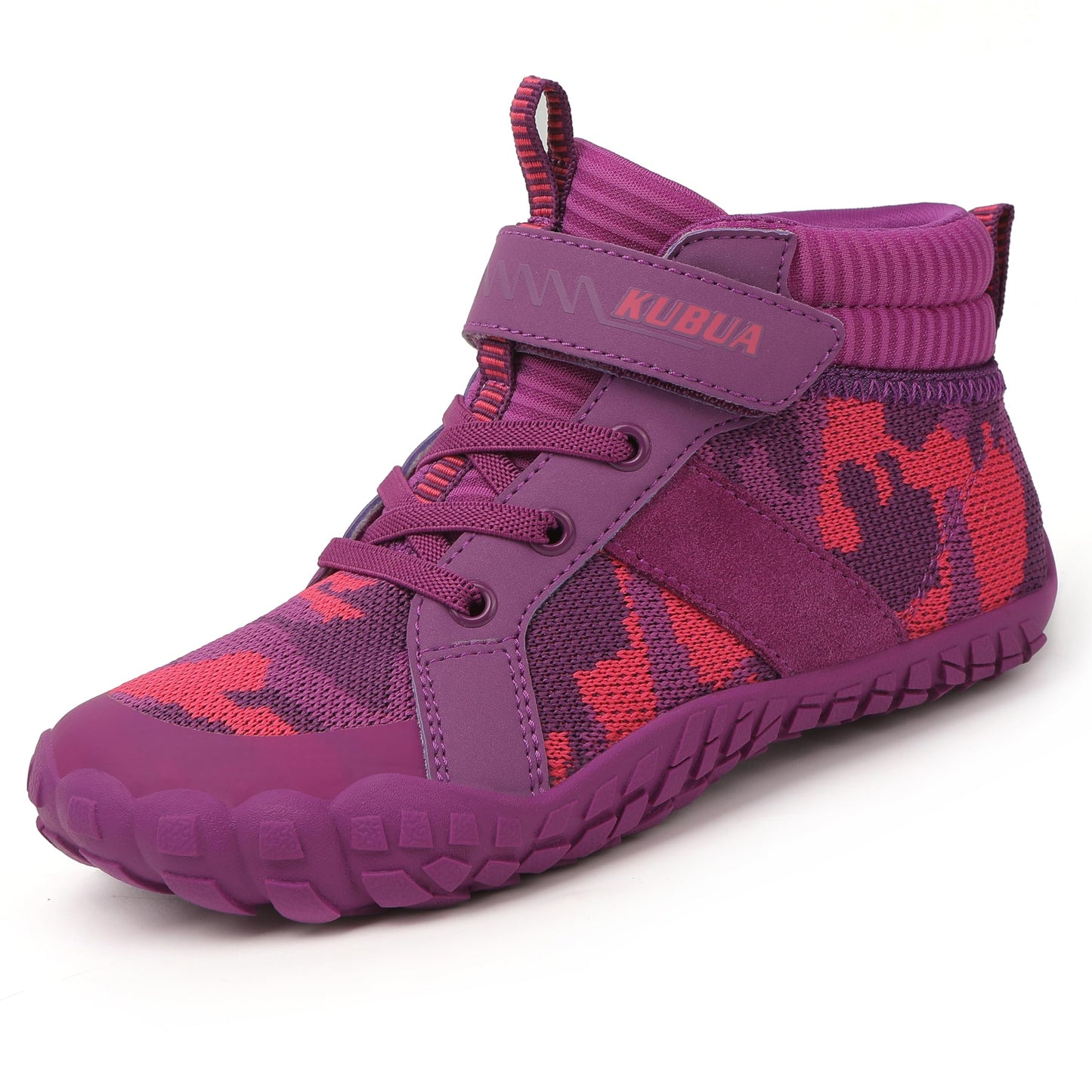 KUBUA Kids High Top Barefoot Shoes Boys Girls Naturally Minimalist Zero Drop Sneakers for Sports Tennis Walking Training A Purple 10.5 Little Kid