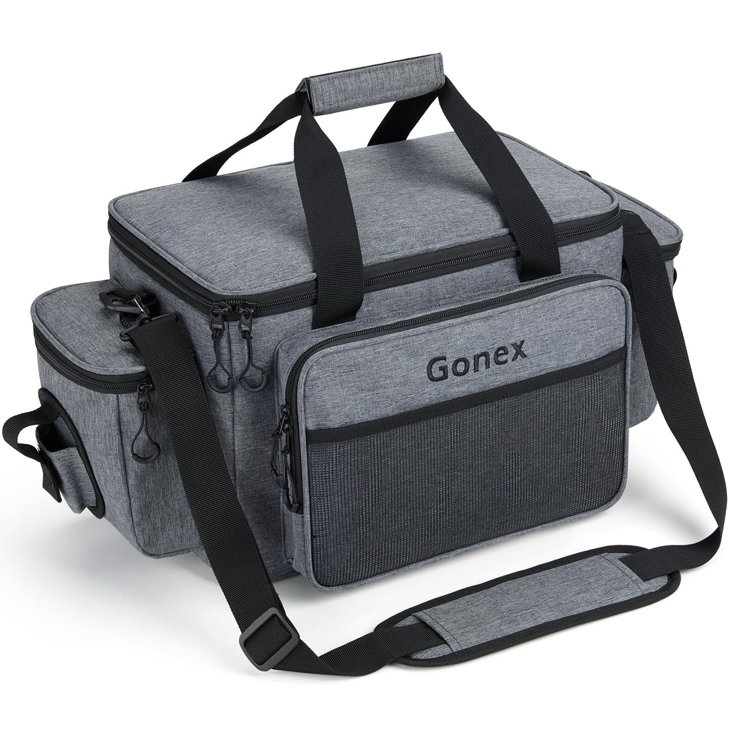 Gonex Fishing Tackle Bags for Saltwater & Freshwater, Fishing Gear Storage Bag with Water Resistant Bottom Suitable for 3600 3700 Size Tackle Box (Grey)