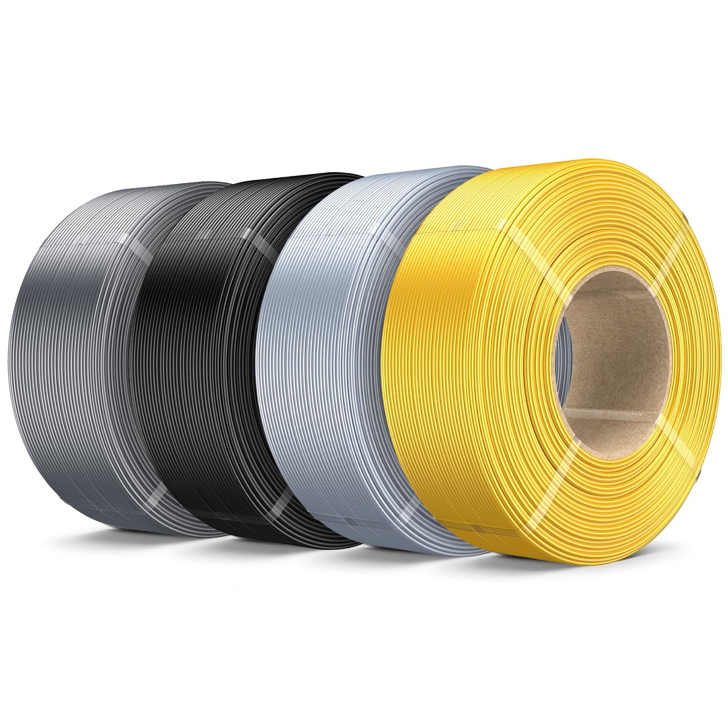 SUNLU 4KG Silk PLA Plus Filament Refill, No-Spool 3D Printer Silk Filament 1.75mm for Reusable Spools, Compatible with Bambu Lab 3D Printers, 1KG/Roll, 4 Packs, Light Gold+Silver+Black+Grey
