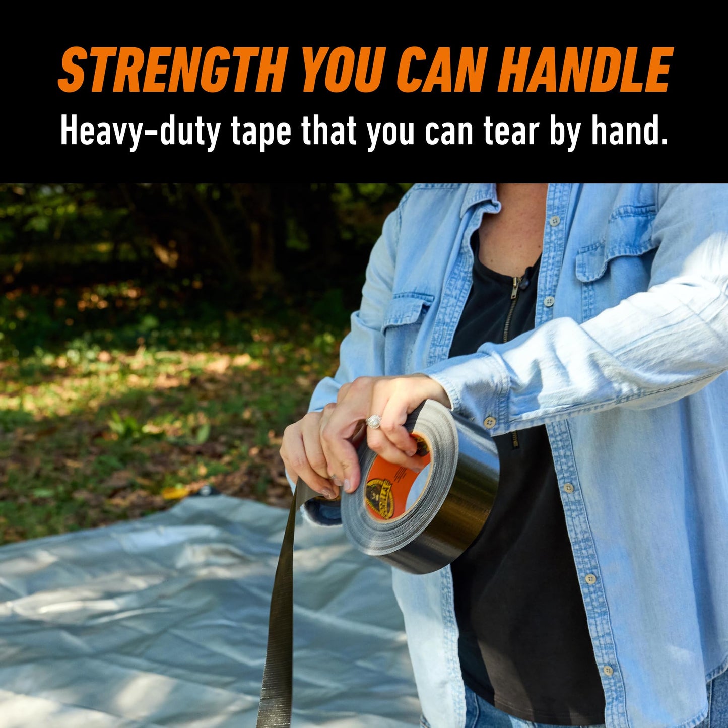 Gorilla Tape, Duct, Utility, Triple Layer Strength, Indoor & Outdoor, Weather Resistant Shell, 1.88 in x 10 yd, Black, (Pack of 24)