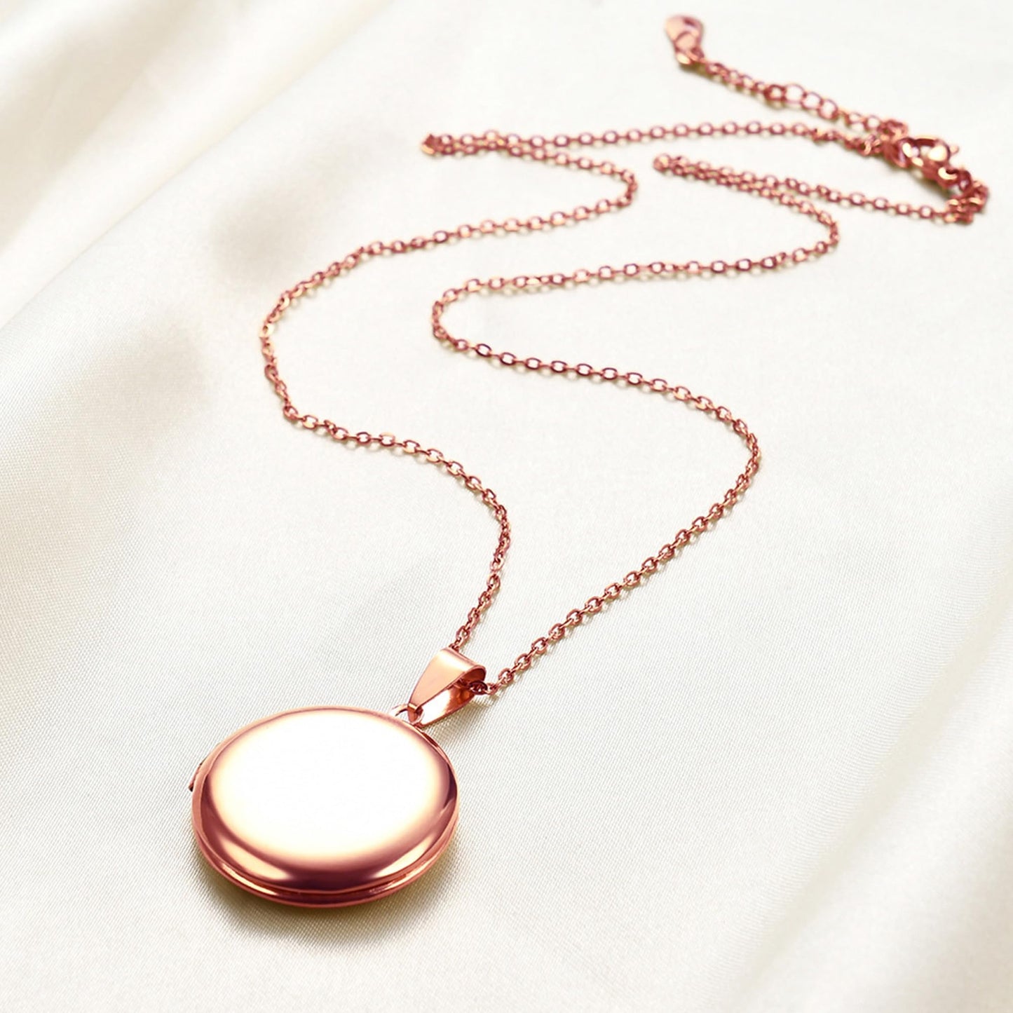 PHOCKSIN Rose Gold Round Locket Necklace 12 Birth Flowers Personalized Necklace that Holds Pictures Customized Gifts Locket Necklaces for Birthday