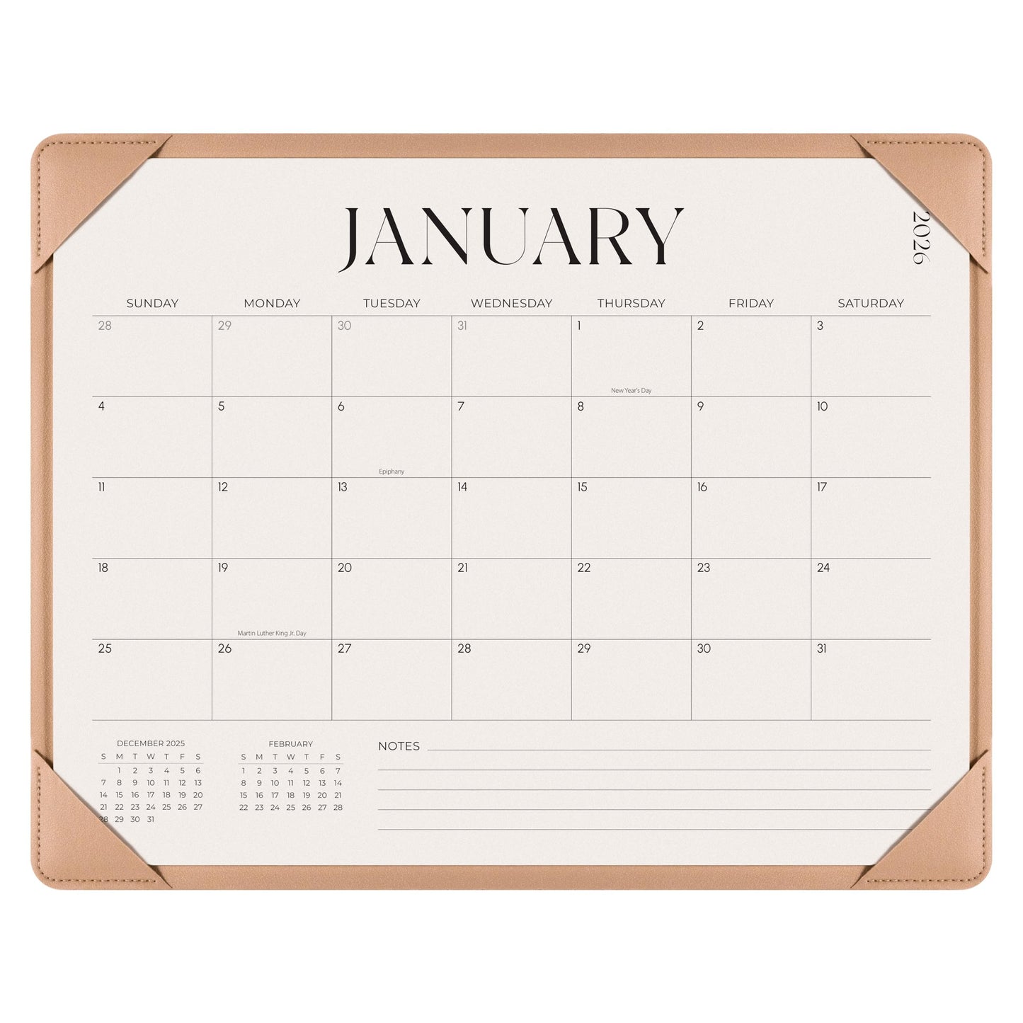 Simplified Desk Calendar 2026-2027 with Desktop Mat, Desk Pad Calendar from January 2026 to June 2027, 14 x 11 Inch, Desk Blotter Calendar for Home Office and School, Easy Planning, Apricot