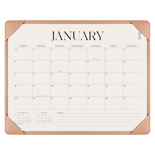 Simplified Desk Calendar 2026-2027 with Desktop Mat, Desk Pad Calendar from January 2026 to June 2027, 14 x 11 Inch, Desk Blotter Calendar for Home Office and School, Easy Planning, Apricot