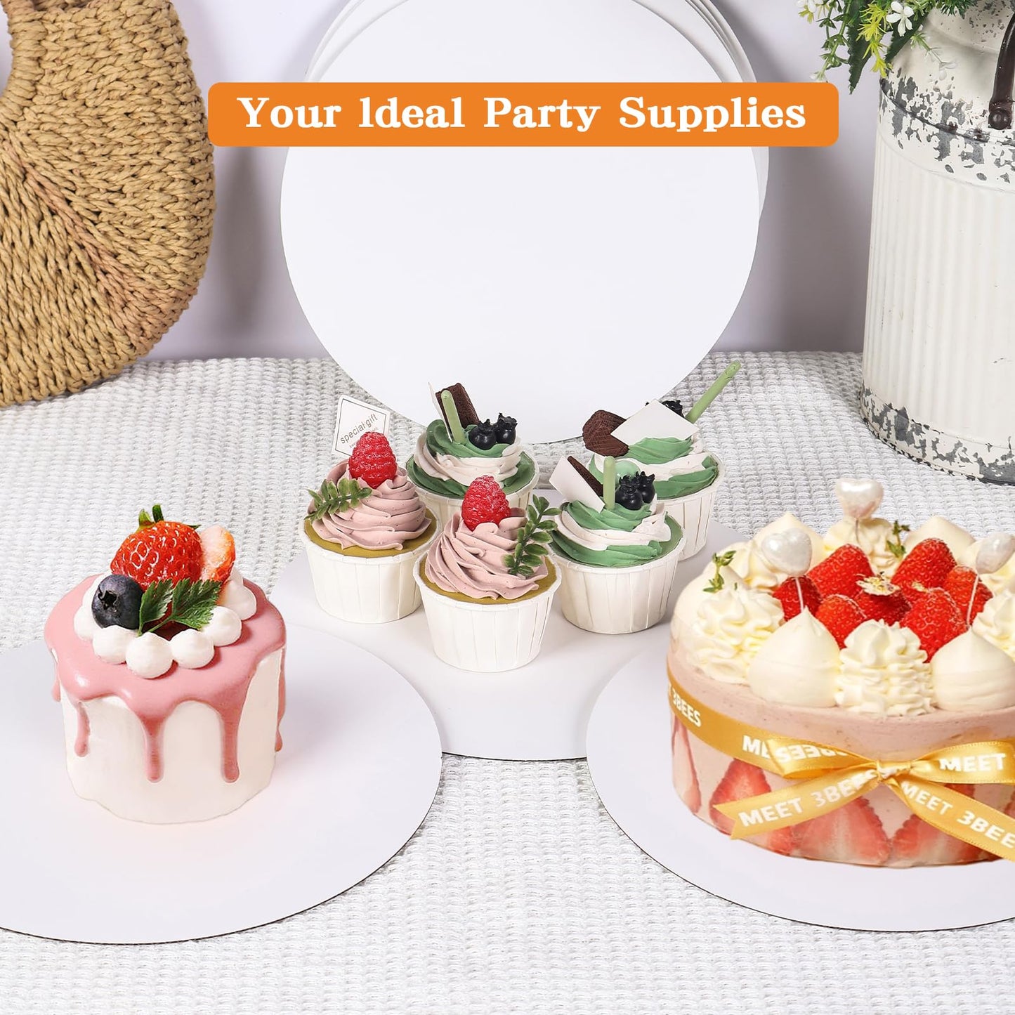 PFAMKEER 40 Pcs Cake Boards,White Cake Boards 9 Inch Round,Food Grade Cardboard Cake Rounds,Disposable Cake Plates,9 Inch Cake Board,Waterproof and Oil proof Cake Base Cake Tray Cake Pizza Circles
